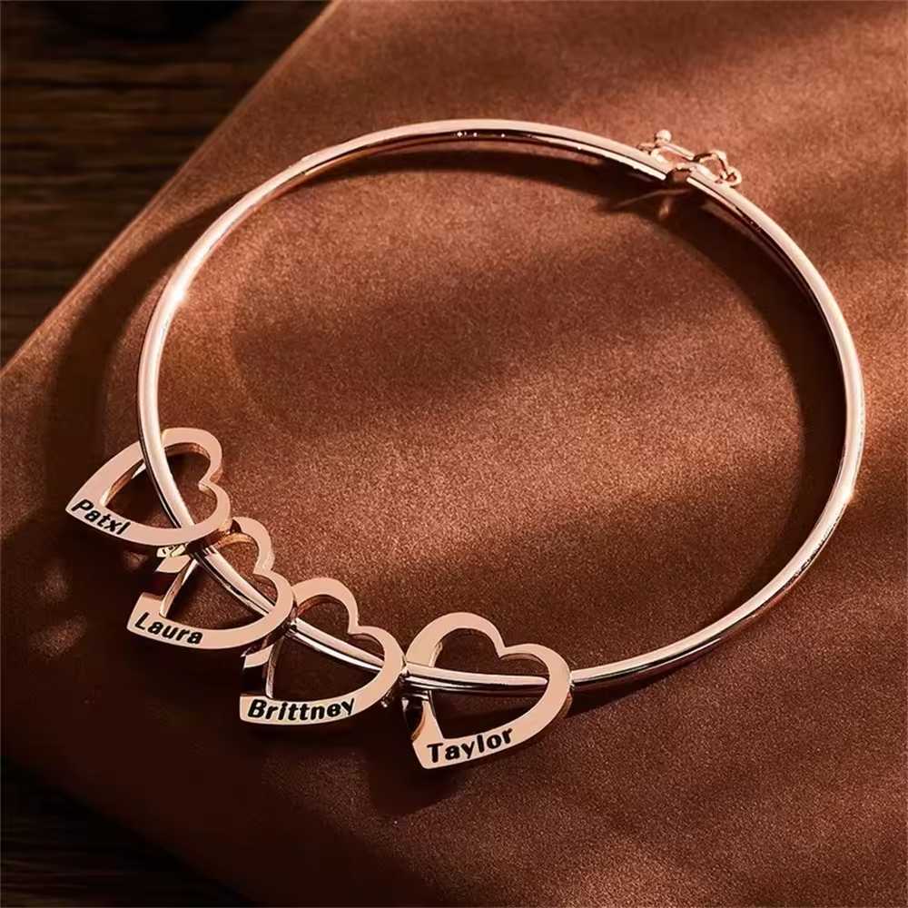 Bracelete Elegance Heart Personalizado – Gravação a Laser